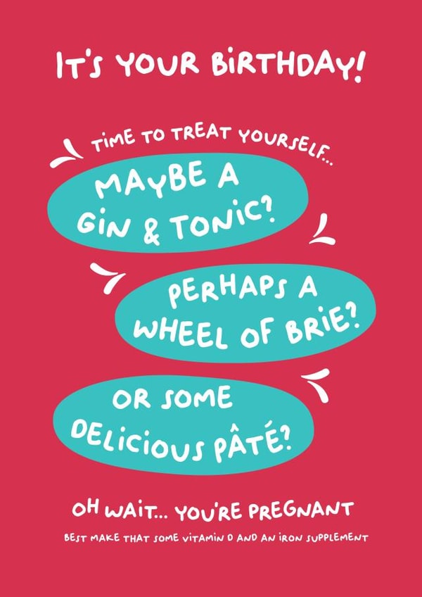 Pregnant on Birthday Card 1001 created by PaperJam Print Co.