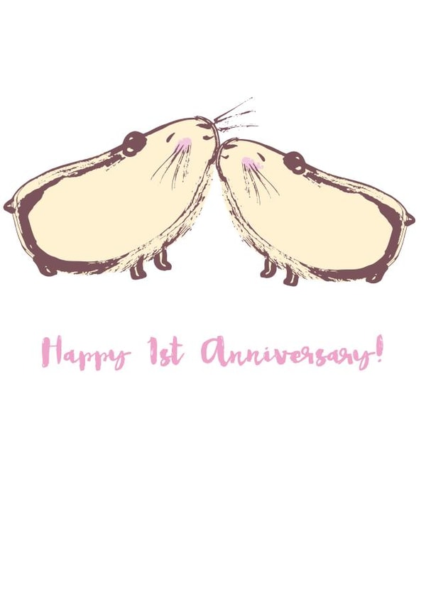 Cute Guinea Pig Anniversary Card - 1 Year - Happy 1st Anniversary created by From A Place of Wonder