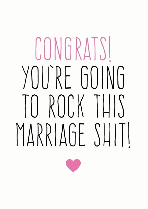 Funny Wedding Card For Couple - Engagement Card - Rock This Marriage Shit created by Purple Tree Designs