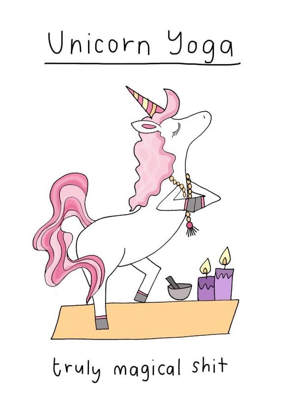 unicorn yoga Love & Friendship Card 4656 created by Che Dyer
