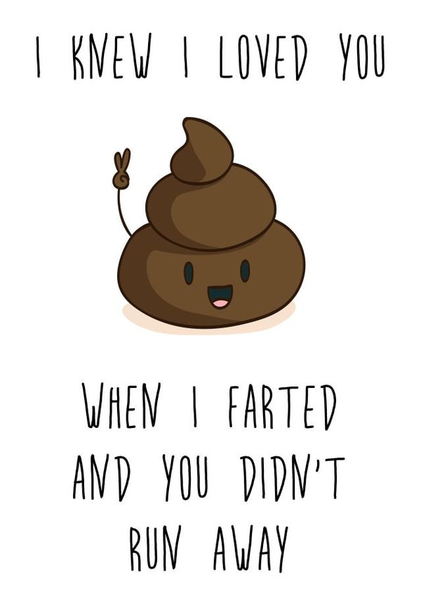 Funny Poo Anniversary Card / Valentines Day Card - Farts - I Knew I Loved You When I Farted And You Didn't Run Away created by Fabulously Framed
