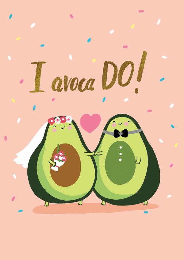 Avocado wedding card - Cute cartoon wedding card created by Forever Funny