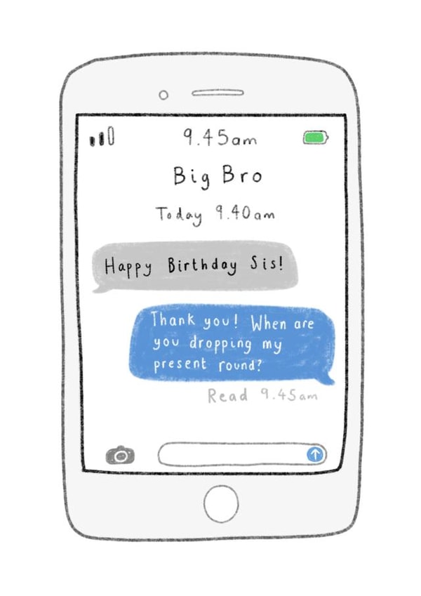 sister brother Birthday Card 37910 created by Rosie Cattell Illustrations