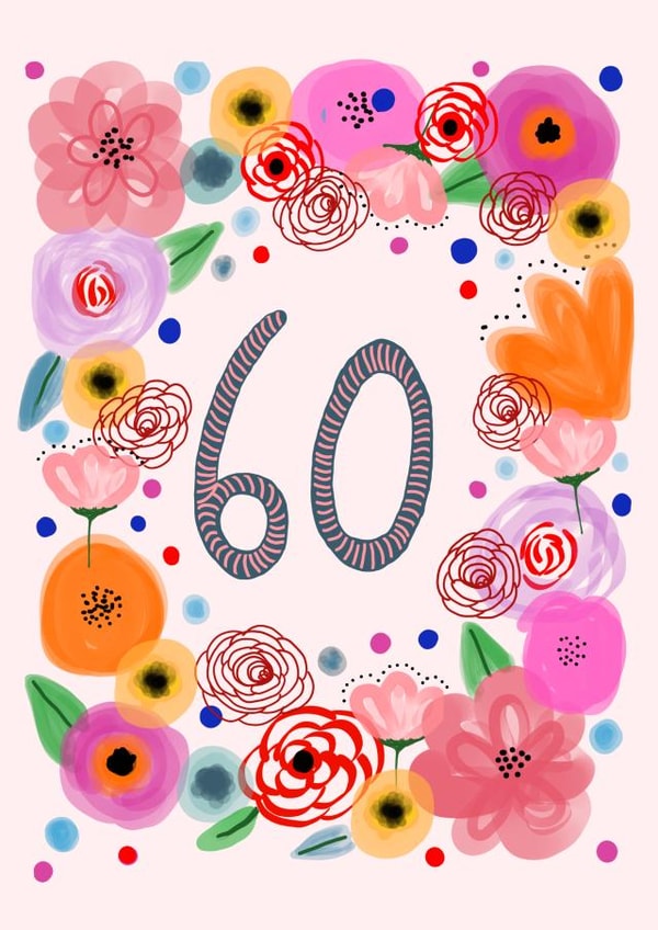 60 floral Birthday Card 9469 created by Hello Hatty