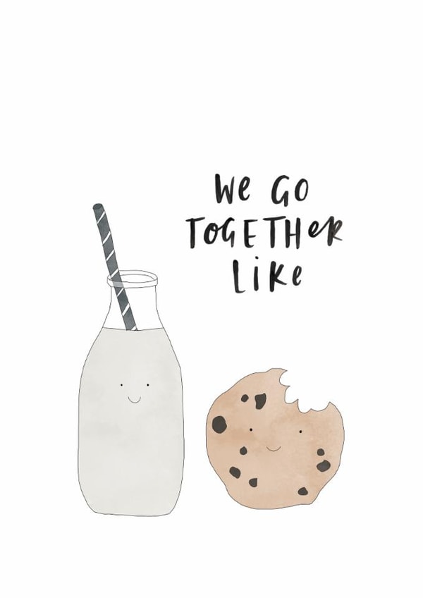 Cute Anniversary Card - We Go Together Like Milk + Cookies created by Jessie Miles