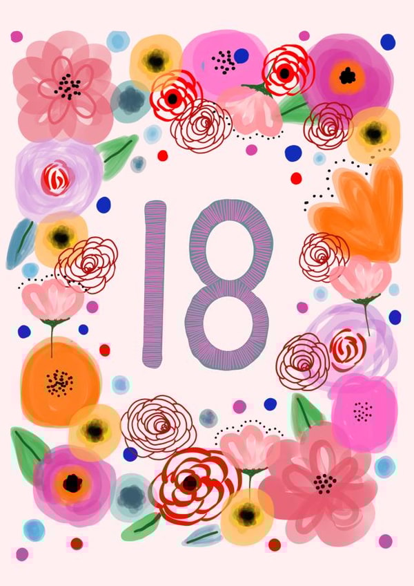 18 flower Birthday Card 9470 created by Hello Hatty