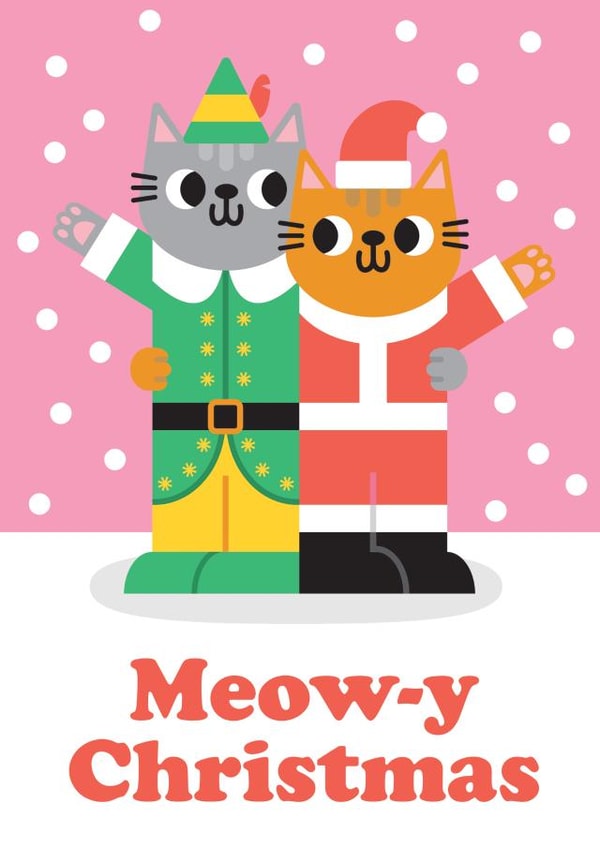 Meowy Christmas Cat Christmas Card Pun created by Studio Boketto