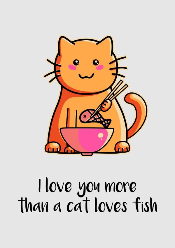 Love You Cat Pun Card created by Flaming Imp
