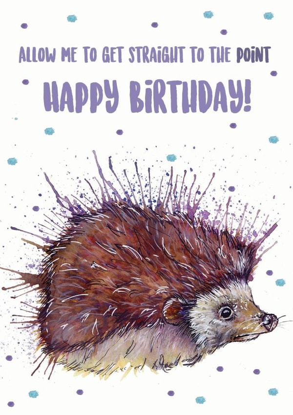 hedgehog animal Birthday Card 13892 created by Splatterworks