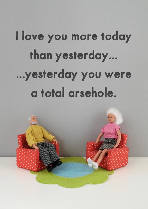 Cheeky Figurine Anniversary Card / Valentines Day Card - I Love You More Today Than Yesterday created by Bold & Bright Cards