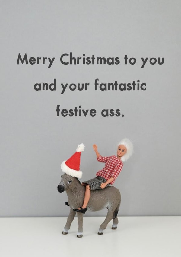 Cheeky - Merry Christmas To You And Your Fantastic Festive Ass - Girlfriend - Pun - Ass - Donkey - Fantastic Festive Ass - Christmas Card created by Bold & Bright Cards