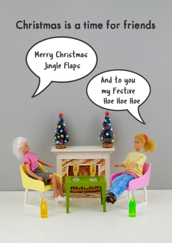Funny - Cheeky - Christmas Is A Time For Friends - Friend - Rude - Jingle Flaps - Hoe Hoe Hoe - Christmas card created by Bold & Bright Cards