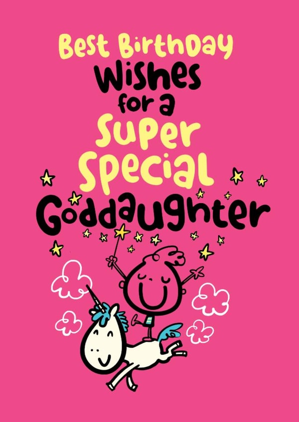 Goddaughter - Birthday Card - Cute - Magic - Unicorn created by Pink wink