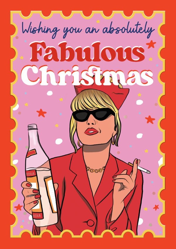 Funny Absolutely Fabulous Christmas card - Ab Fab xmas - Joanna Lumley created by Foggish