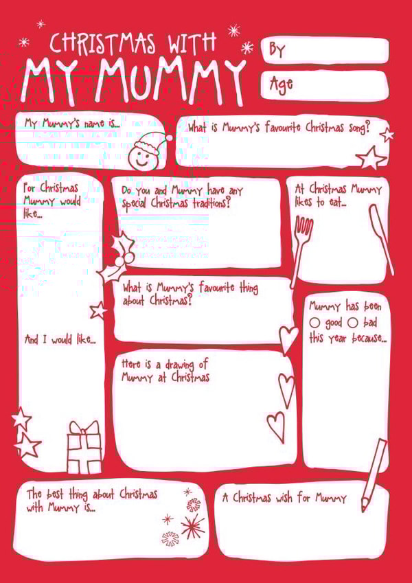 Cute Fill In The Blanks Question Christmas Card for Mummy created by Bow & Bell