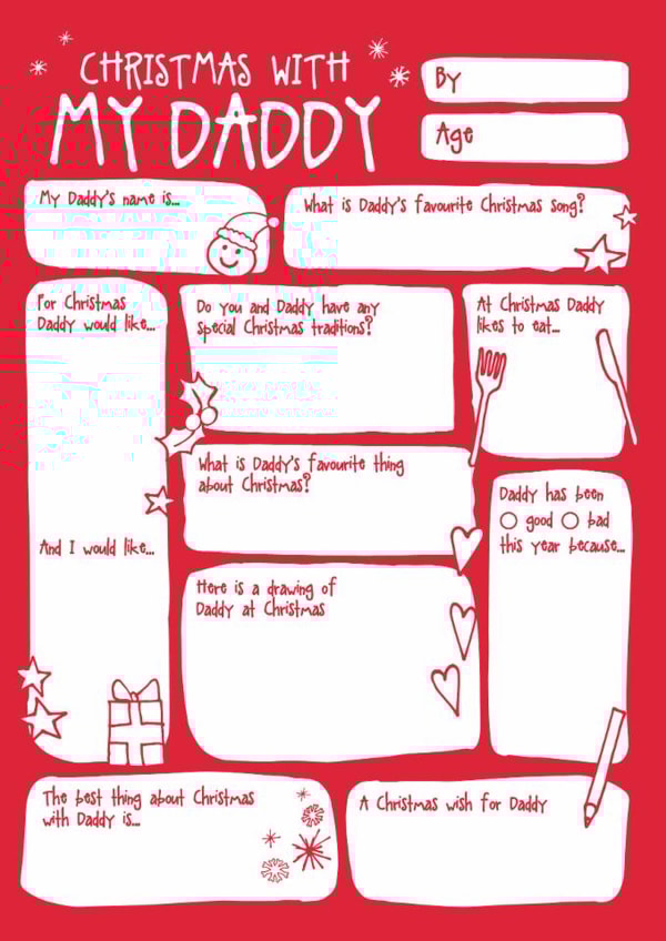 Cute Question And Answer Fill In Christmas Card for Daddy created by Bow & Bell