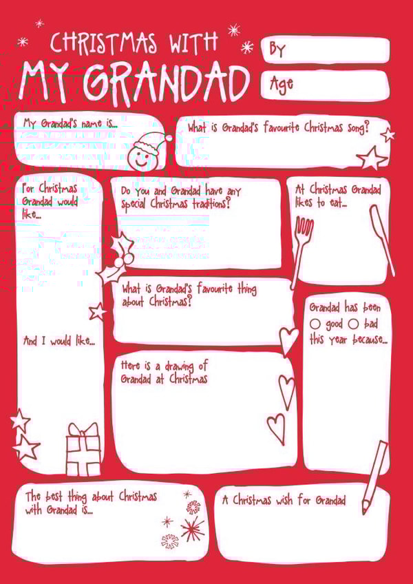 Christmas Fill In Question Card for Grandad created by Bow & Bell