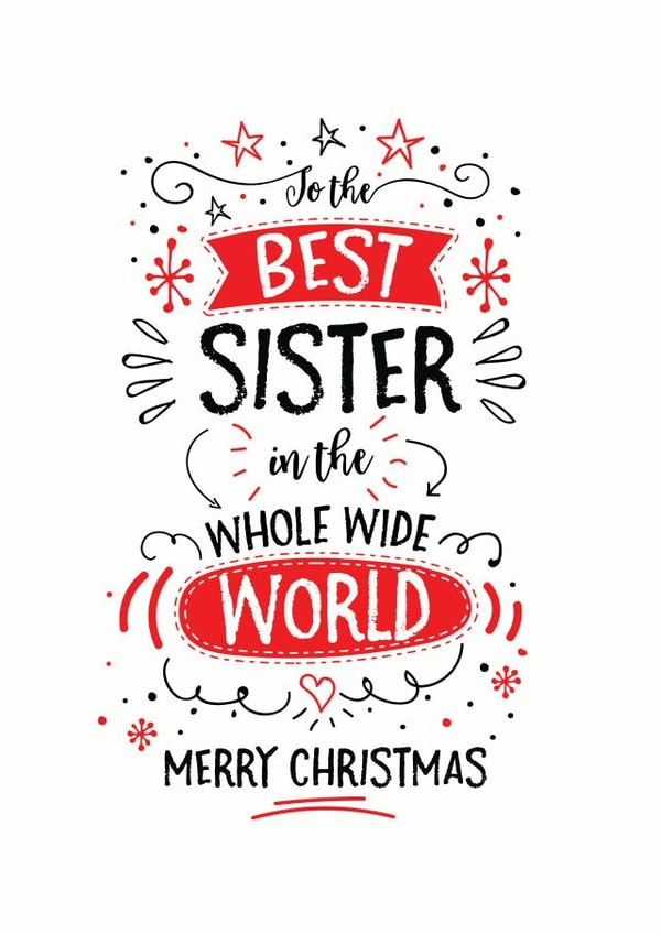 Best Sister in the whole wide world Christmas card created by Little Red Cherry