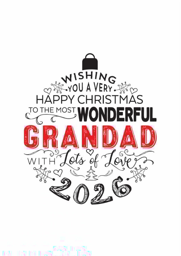 To The Most Wonderful Grandad - Grandad - 2026 - Modern Bauble Christmas Card created by Little Red Cherry