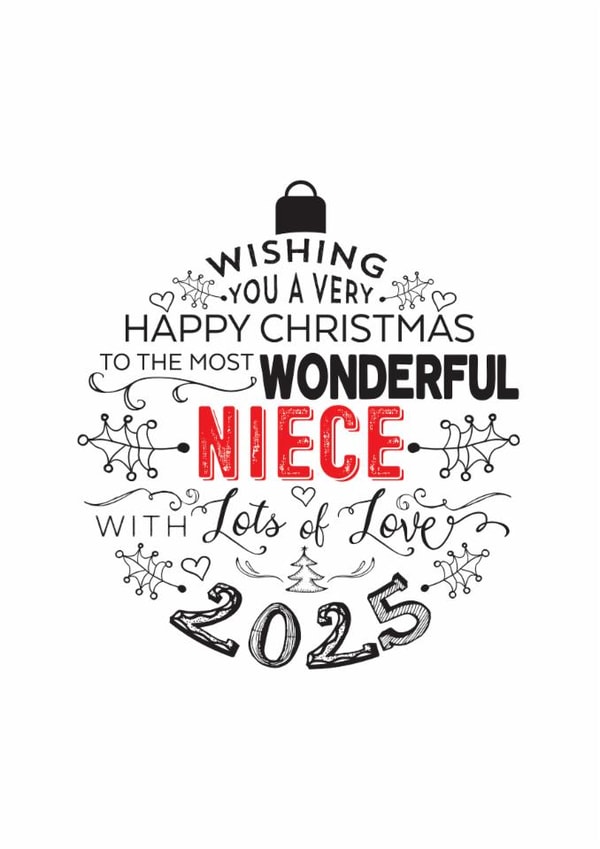 To The Most Wonderful Niece  - Niece - 2025 - Very Happy Christmas Card created by Little Red Cherry