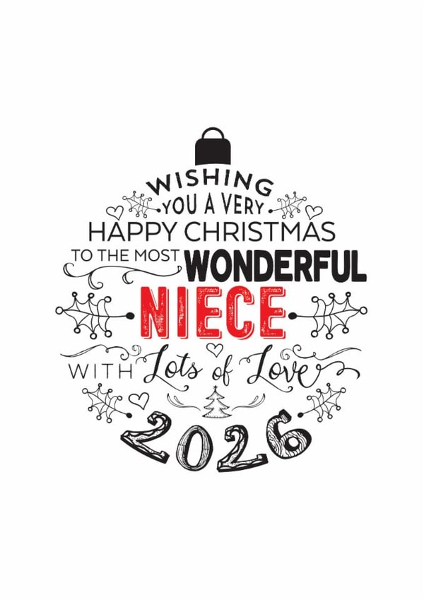 To The Most Wonderful Niece  - Niece - 2026 - Very Happy Christmas Card created by Little Red Cherry