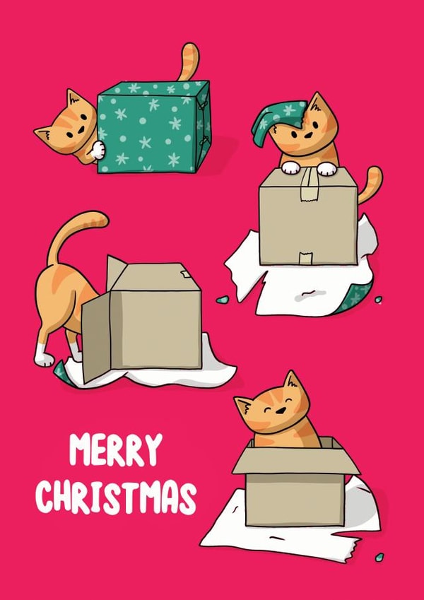 Merry Christmas Cat in a Box created by Doodlecats