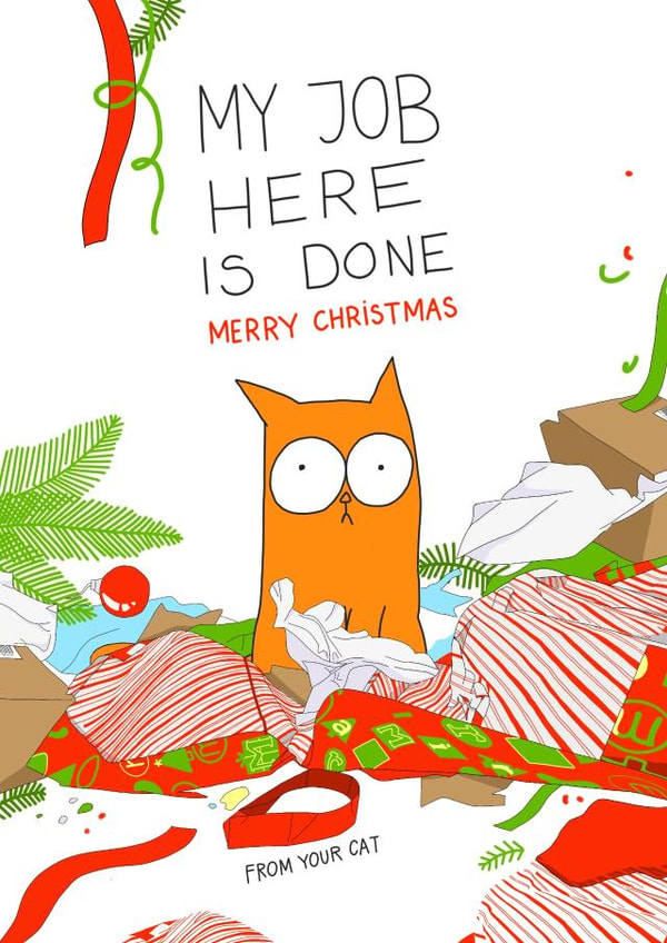 cat kitten Christmas Card 3322 created by Kasia Cards