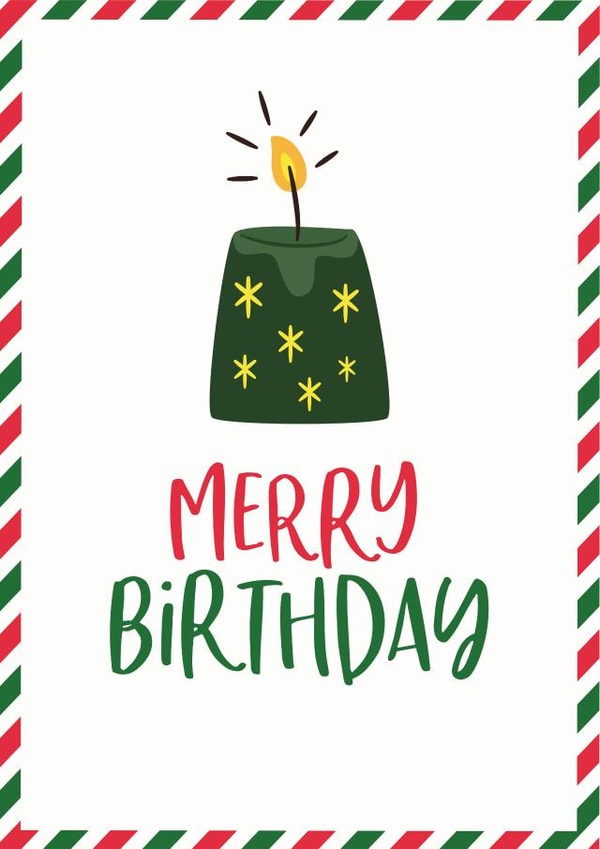merry xmas bday Birthday Card 5977 created by Mrs Best Paper Co.