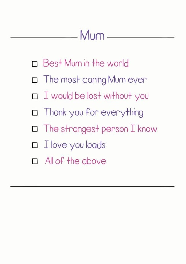 Mum best Mothers Day Card 12901 created by Rubber John