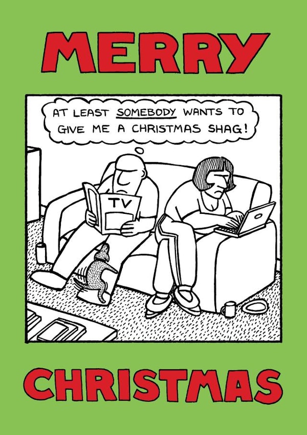 'Christmas Shag' card from Off The Leash created by Off The Leash Cartoons by Rupert Fawcett