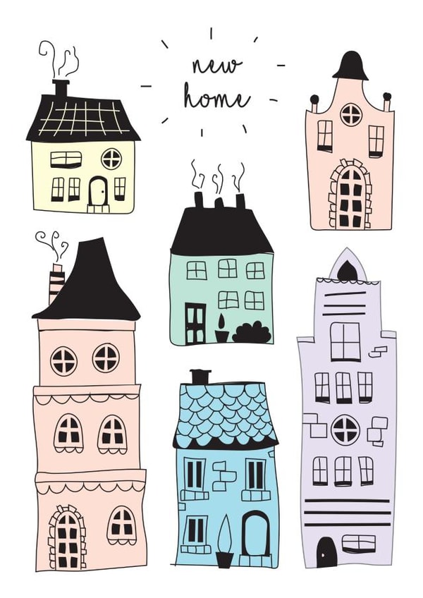 Classic New Home Card - Traditional Houses - New Home created by Fenella Designs