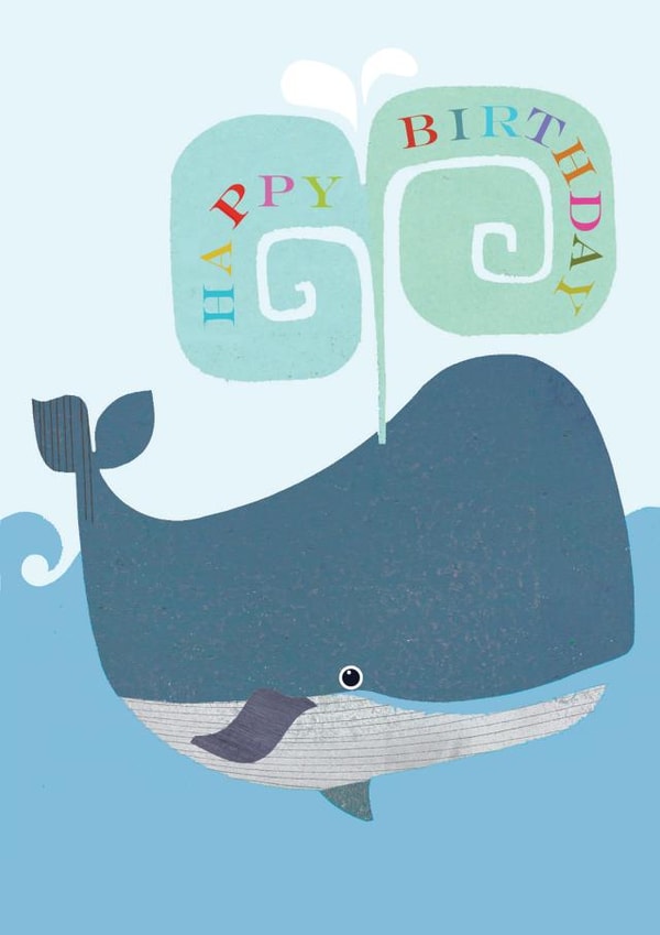 birthday card - whale - happy birthday - cute created by Kali Stileman