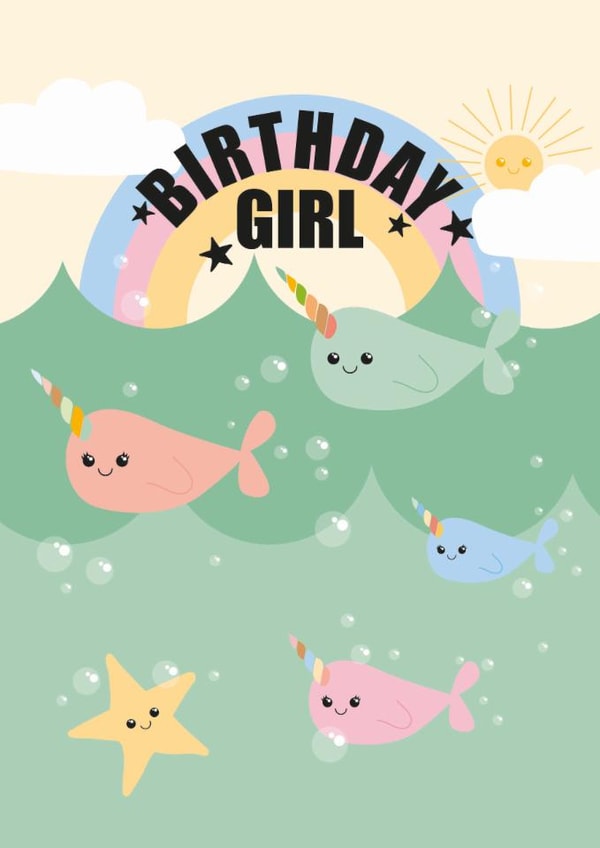 narwhal starfish Birthday Card 10458 created by Rulu
