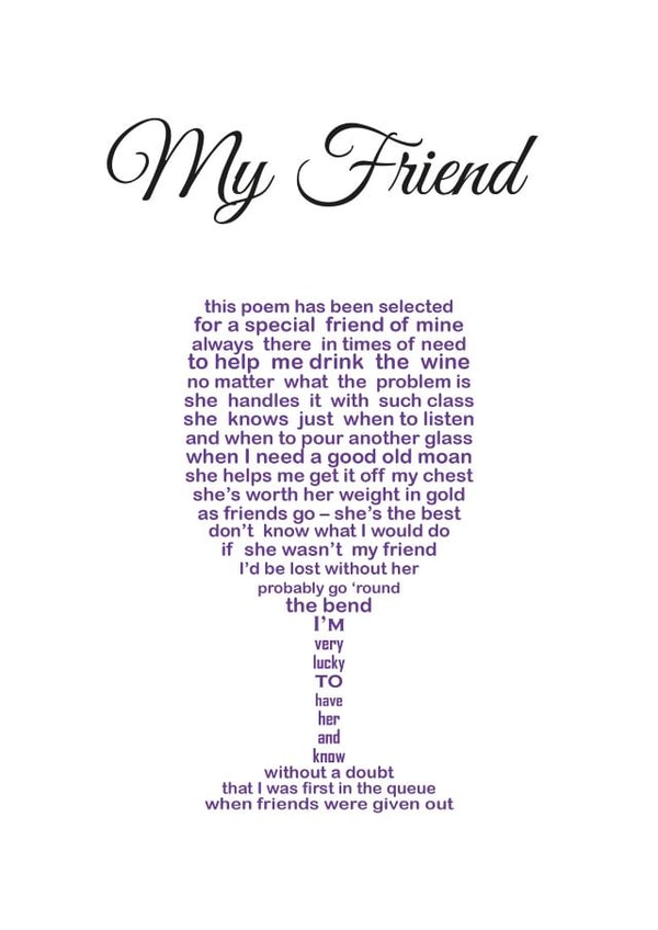 Heartfelt Birthday Card - For Friend - Poem created by Unique Word Designs