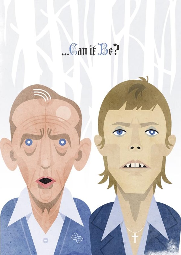 Retro Bing and Bowie Christmas card created by Paul Burgess