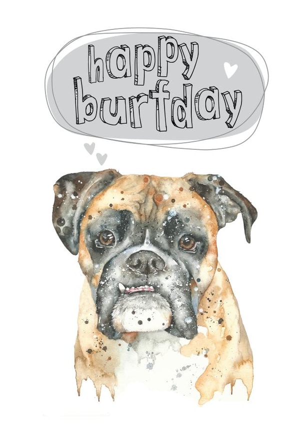 boxer dog Birthday Card 8303 created by Dotty Dog Art