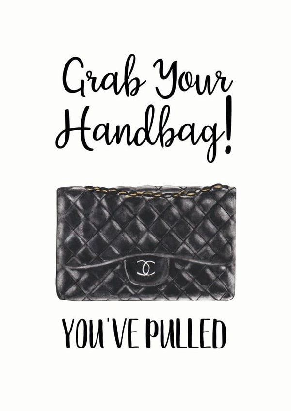 handbag humour Anniversary Card 27478 created by The Monochrome Bow