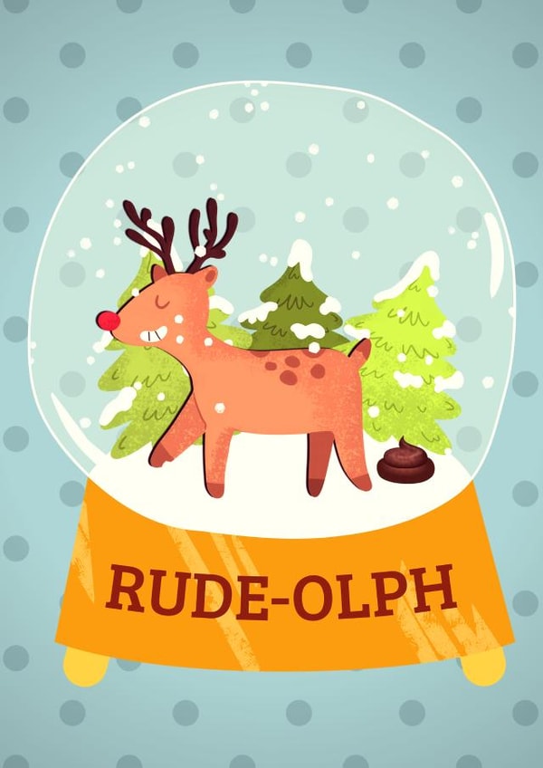 rude-olph rudolph Christmas Card 33105 created by Flamingo Lingo by Jenny