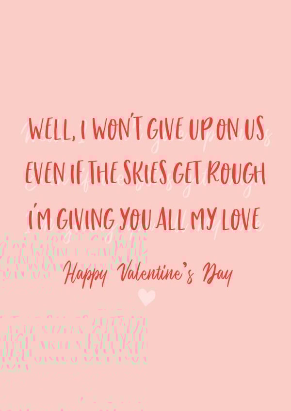 Song Lyric Valentine's Day Card created by Sweetlove Press