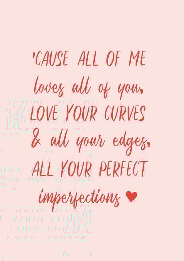 Cute Typography Valentines Day Card / Anniversary Card / Wedding Card - John Legend Lyrics - Cause All Of Me Loves All Of You created by Sweetlove Press