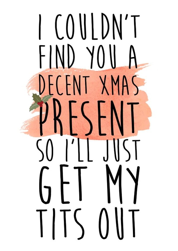 Rude - Cheeky - Get My Tits Out - Xmas Present - Tits - Partner - Nude - Christmas Card created by LOVE PAPER RAINBOW