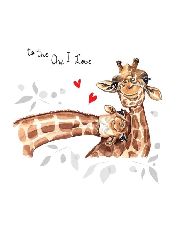 Cute Valentines Day Card - Giraffes - To The One I Love created by SABIVO Design by Sabina
