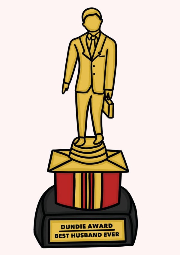 Funny Statue Award Anniversary Card - Husband - Dundie Award Best Husband Ever created by Studio Doodles