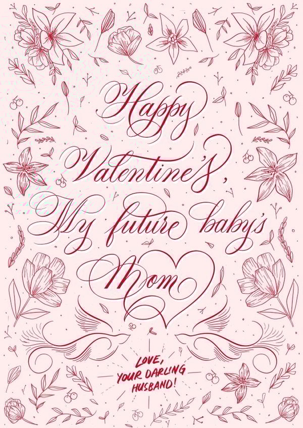 floral botanical Valentines Day Card 22265 created by Leah Chong - Leah Design