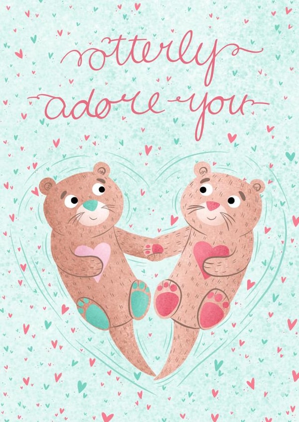 otterly utterly Valentines Day Card 23080 created by Megan Higgins