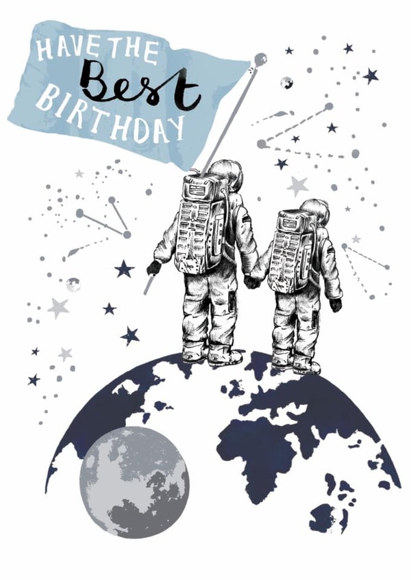 Classic Birthday Card - Astronaut - Space - Best Birthday created by Louise Tiler