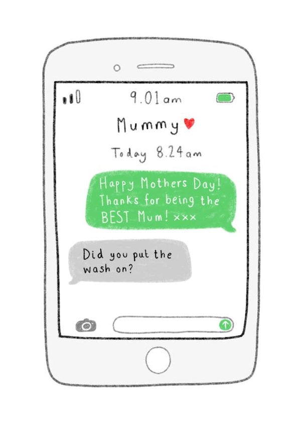 text message Mothers Day Card 37911 created by Rosie Cattell Illustrations