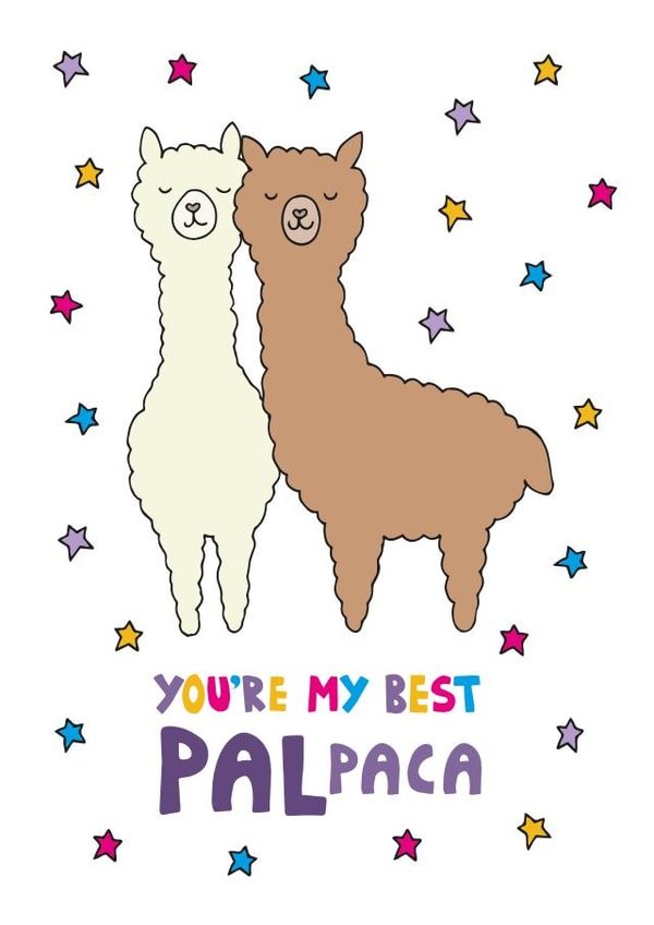 Cute Alpaca Pun Friendship Card / You're My Best Palpaca created by Kerry Stewart