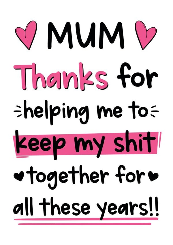 Thank You Mum Card - Mother's Day Card created by The Laughing Sloth