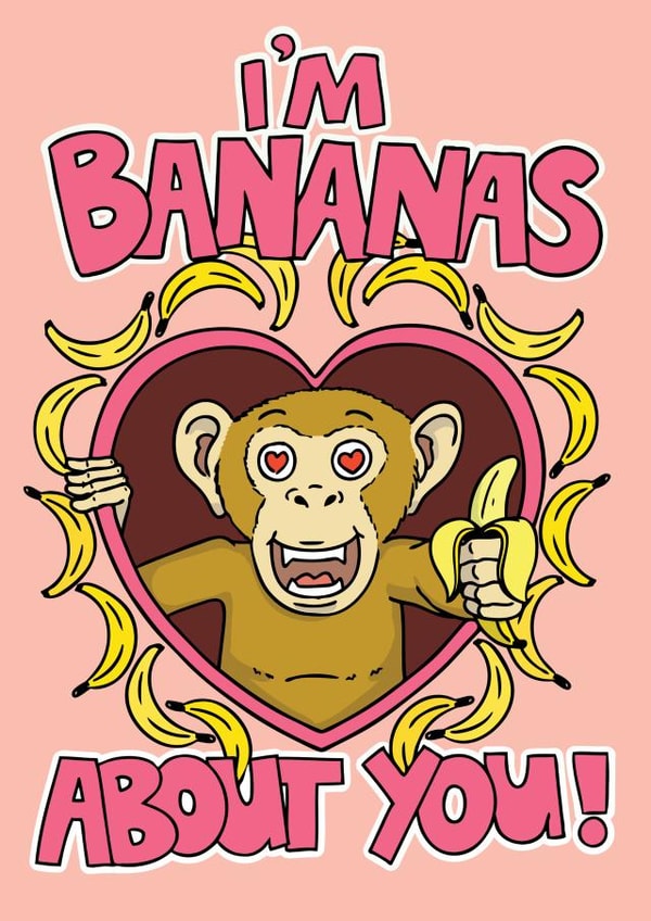 Monkey Bananas Valentines Day Card 14561 created by Jimmy Messer